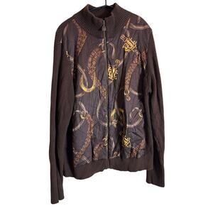 Lauren Ralph Lauren equestrian quilted knit full-zip sweater jacket size 1x